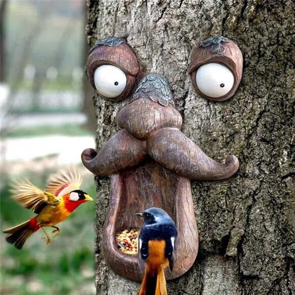 Tree Face Bird Feeder, Tree Faces Decor Outdoor, Tree Decorations Outdoor, - Picture 8 of 8